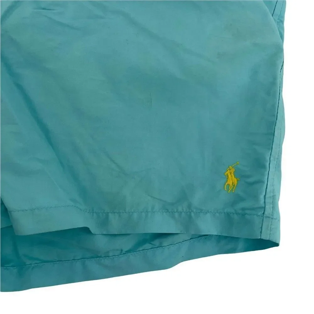 Polo Ralph Lauren Swim Trunks Lined Teal Blue Mens Size XXL Swimwear Preppy Logo